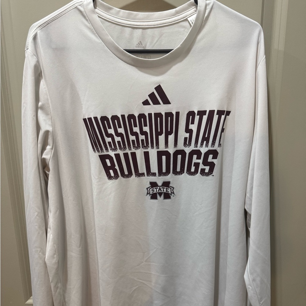 Adidas Mississippi State Bulldogs Long Sleeve White Tee